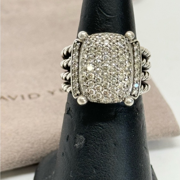 David Yurman Diamond Wheaton 16 x 12 Pave Ring .925  Sz 6.5 - Picture 3 of 11